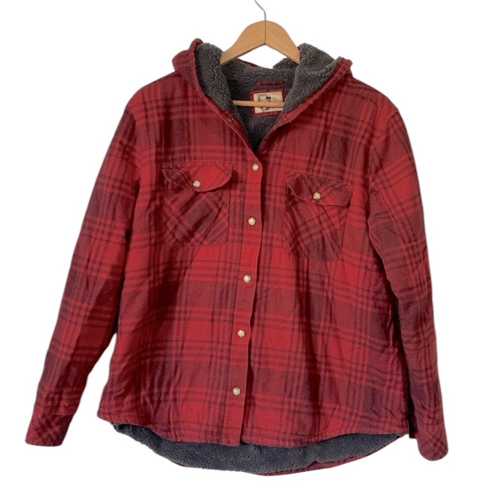 Wind River Heritage red plaid Fleece lined hooded Jacket size XL shacket sz XL